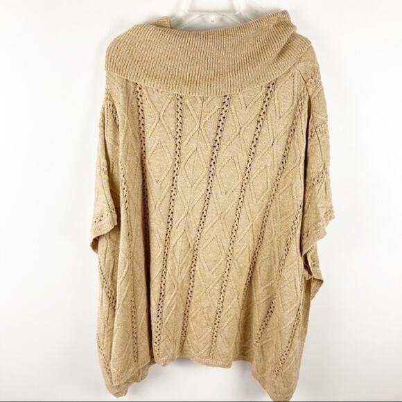 NWT Lane Bryant Tan Cowl Neck Poncho Sweater Sz 14/20 Comfy Cozy Minimalist - Picture 7 of 9